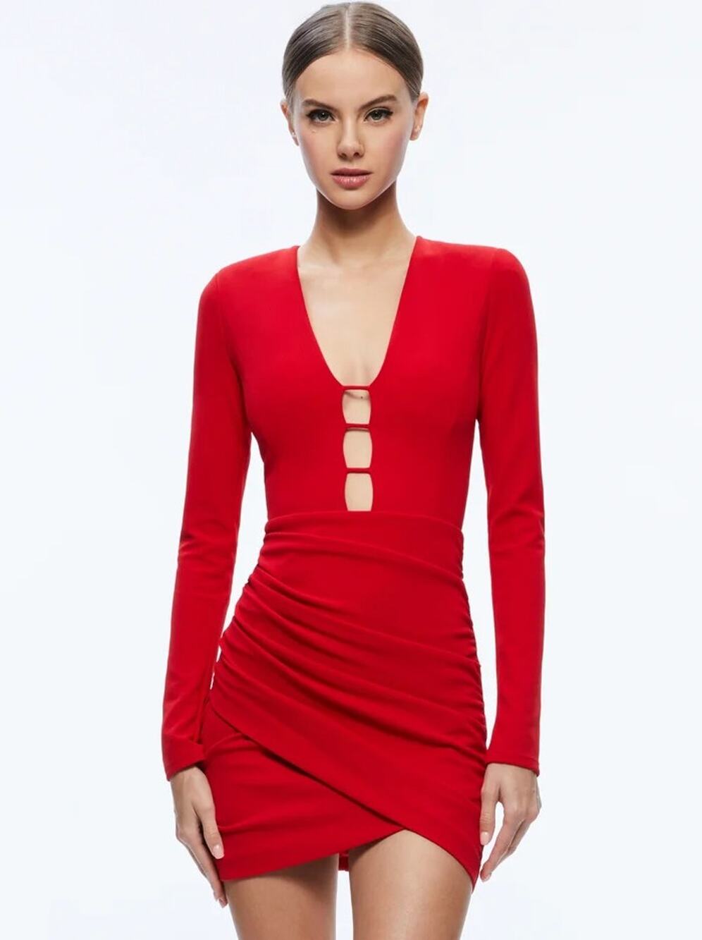 Alice + Olivia Loma Cut Out Mini Dress - 4 Perfect Ruby